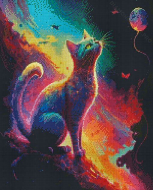 Colorful Galaxy Cat Diamond Painting