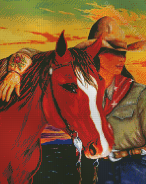 Cowgirl And Horse Diamond Painting