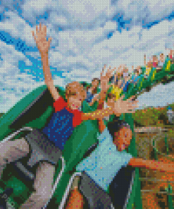 Kids In A Roller Coaster In Legoland Diamond Painting