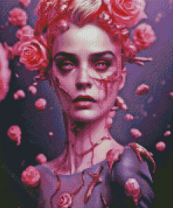 Pink Floral Lady Diamond Painting