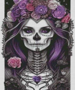Purple Skull Lady Diamond Painting