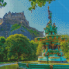 View Of The Ross Fountain And Edinburgh Castle West Princes Street Gardens Diamond Painting