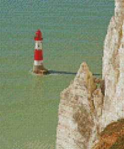 White Red Cliffs With Lighthouse Diamond Painting