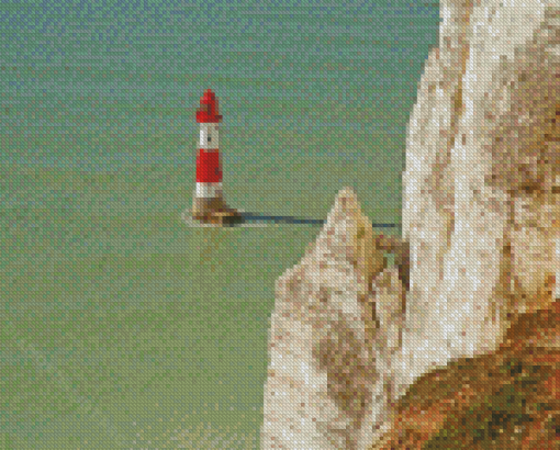 White Red Cliffs With Lighthouse Diamond Painting