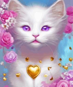 White Soft Cat Diamond Painting