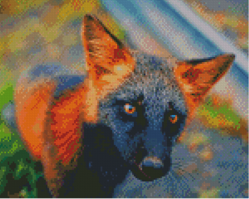 Close Up Melanistic Fox Diamond Painting