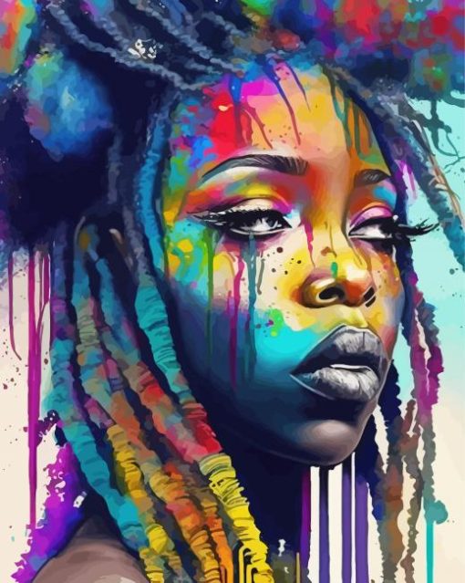 Colorful African Girl In Dreadlock Diamond Painting