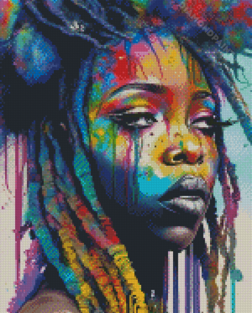 Colorful African Girl In Dreadlock Diamond Painting