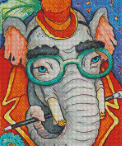 Elephant In Glasses Diamond Painting