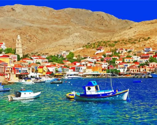 Halki Island Buildings Diamond Painting