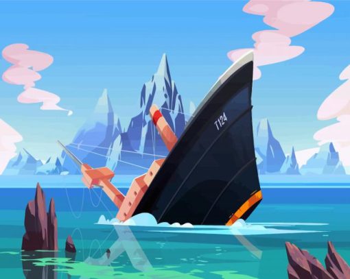 Illustration Sinking Ship Diamond Painting