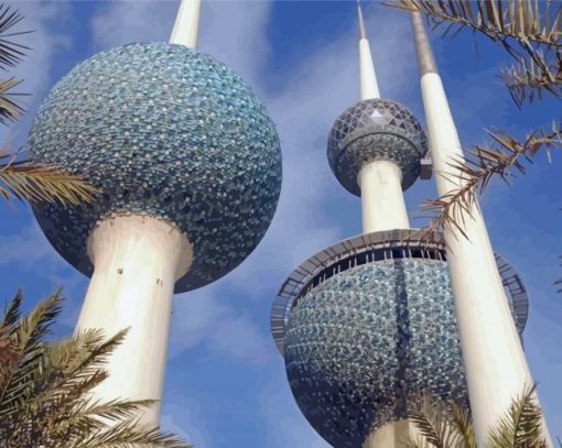 Kuwait Towers Tourist Attraction Diamond Painting