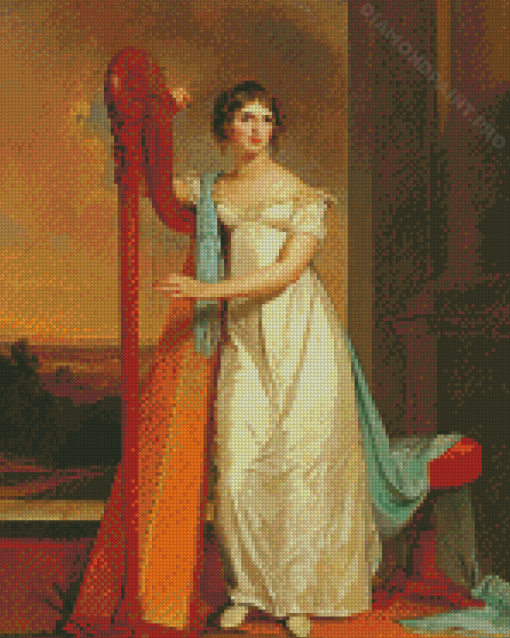 Lady With A Harp Diamond Painting