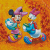 Minnie Mouse And Daisy Duck With Fall Leaves Diamond Painting