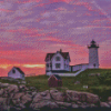 Nubble Lighthouse York Maine At Sunset Diamond Painting