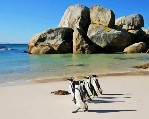 Penguins On The Beach Diamond Painting