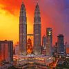 Petronas Twin Towers Kuala Lumpur Sunset Diamond Painting
