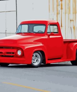 Red Classic 1955 Ford Pickup Truck Diamond Painting