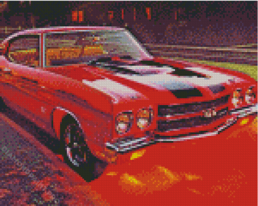 Red Classic Chevy Chevelle Ss Diamond Painting