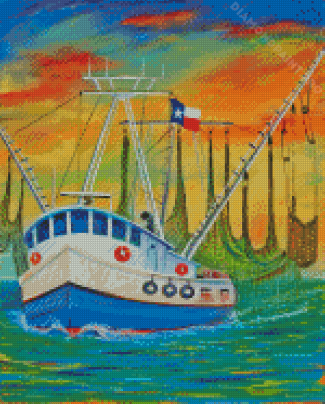 Shrimp Boat Art Diamond Painting