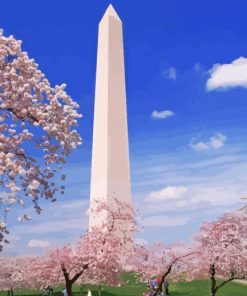 The Washington Monument Cherry Blossom Diamond Painting