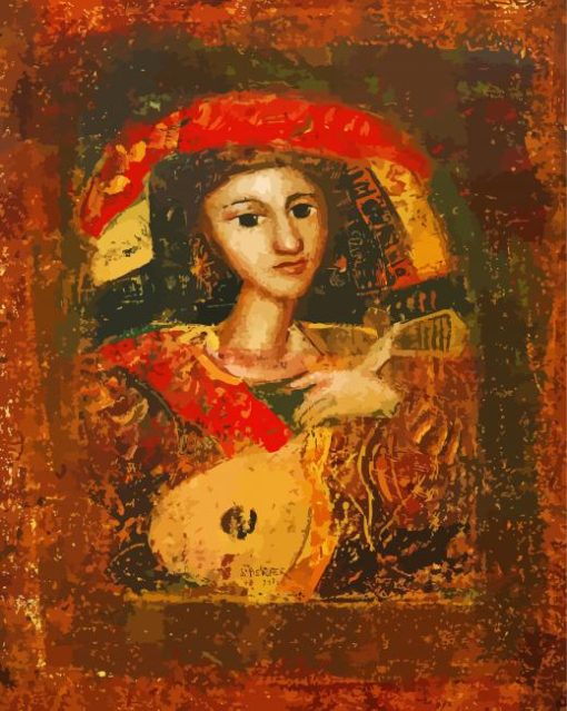 Woman With Musical Instrument By Mersad Berber Diamond Painting