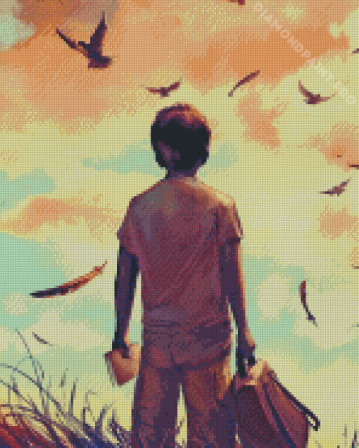 Boy With Birds Diamond Painting