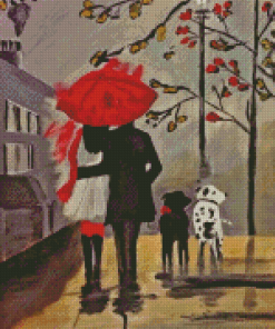 Cool Romantic Walk In The Rain Diamond Painting