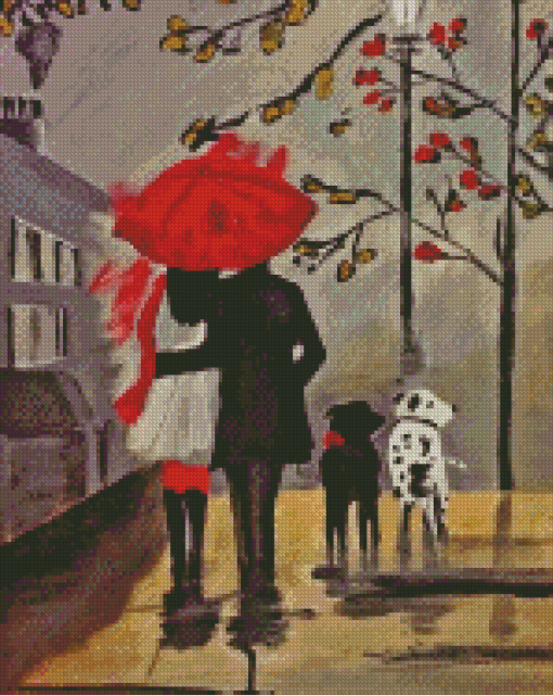 Cool Romantic Walk In The Rain Diamond Painting