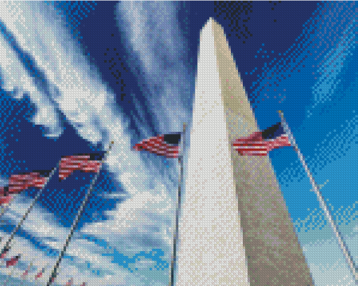 Flags Around Washington Monument Diamond Painting