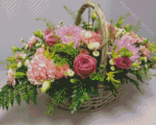 Flowers In Basket Diamond Painting
