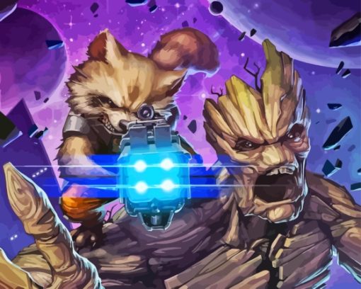 Guardians Of Galaxy Rocket And Groot Diamond Painting