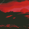 Landscape Red Sunset Illustration Diamond Painting
