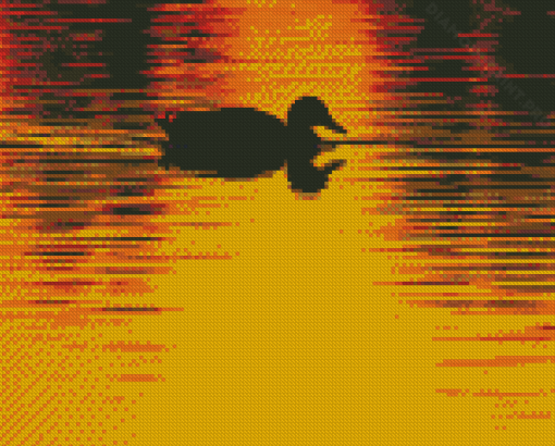 Lonely Duck Sunset Diamond Painting