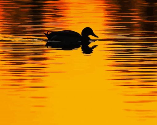 Lonely Duck Sunset Diamond Painting