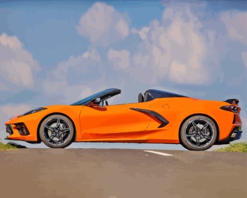 Orange C8 Convertible Corvette Diamond Painting