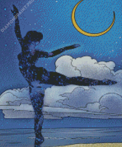 Ballerina In Moonlight On The Beach Diamond Painting