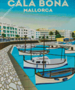 Cala Bona Port With Boats With Diamond Painting