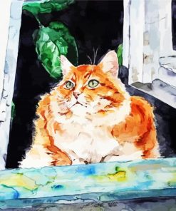 Cat By Window Diamond Painting