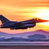 F 16 Fighting Falcon At Sunset Diamond Painting
