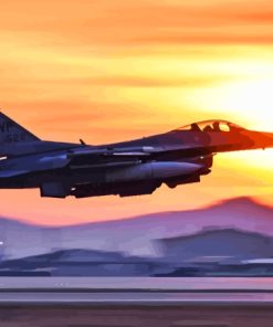 F 16 Fighting Falcon At Sunset Diamond Painting