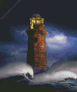 Lighthouse In Storm Diamond Painting