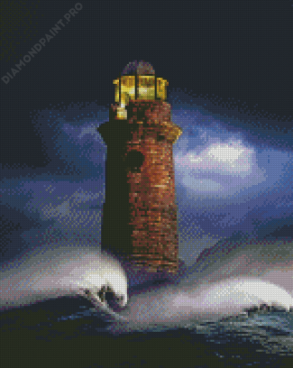 Lighthouse In Storm Diamond Painting