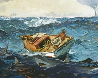 Man On Boat In Storm Diamond Painting
