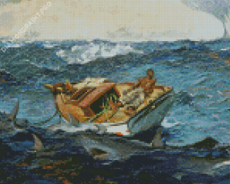 Man On Boat In Storm Diamond Painting