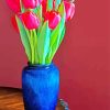 Pink Tulips In Blue Vase Diamond Painting