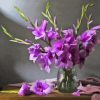Purple Gladiolus In Vase Diamond Painting