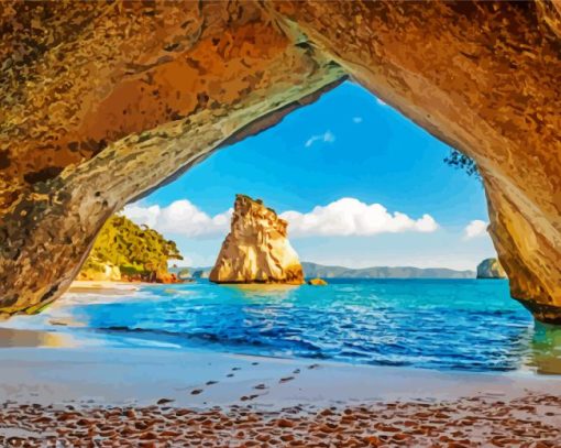 The Cathedral Cove Coromandel Peninsula Diamond Painting