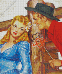 Vintage Romantic Western Couple Diamond Painting