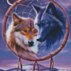 Wolves In Dream Catcher Diamond Painting